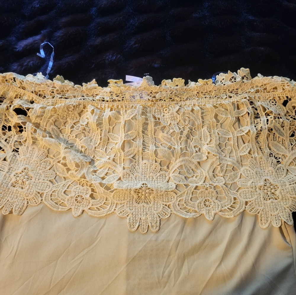 Yellow Lace Off-Shoulder Top Size 2xl NWT - Picture 8 of 13